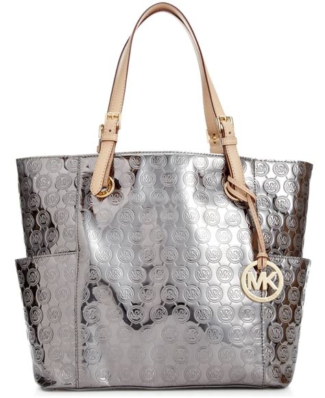 michael kors signature patent leather tote|michael kors large monogram tote.